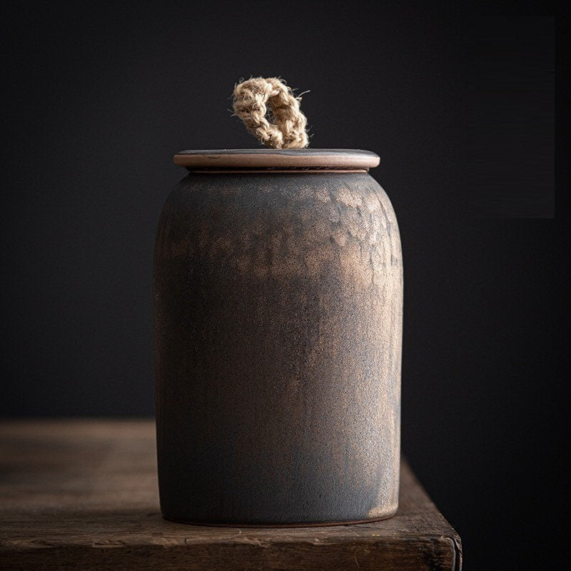 Japanese Ceramic Tea Canister for Travel and Home Decor