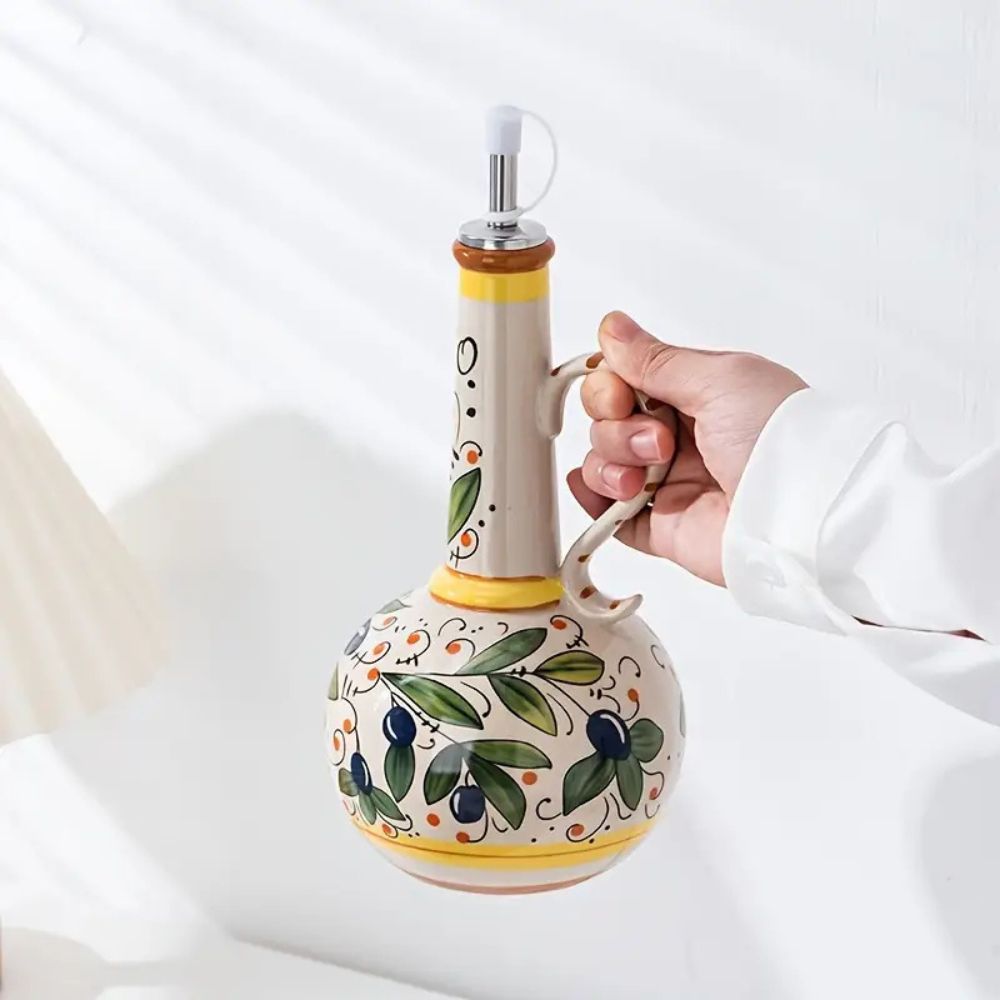 Hand-Painted Ceramic Oil Drizzle Dispenser