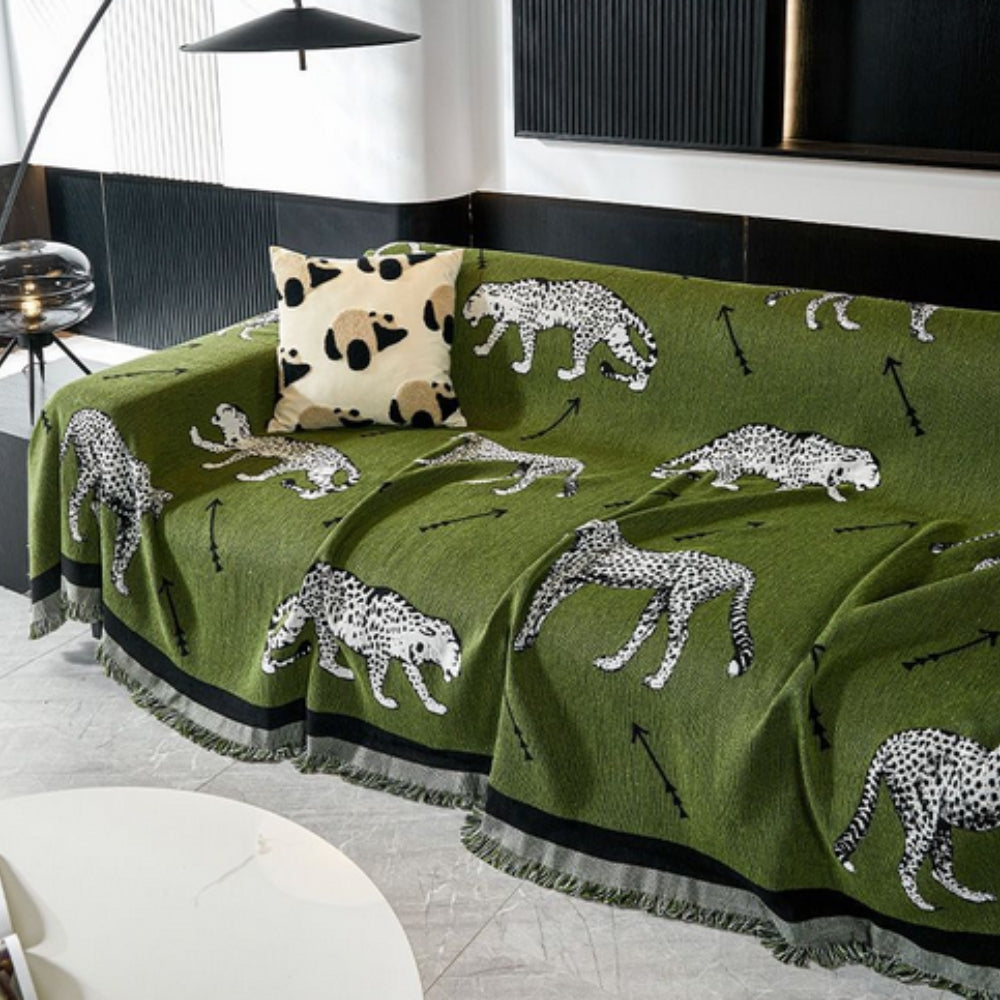 Panda Leopard Print Microfiber Sofa Cover