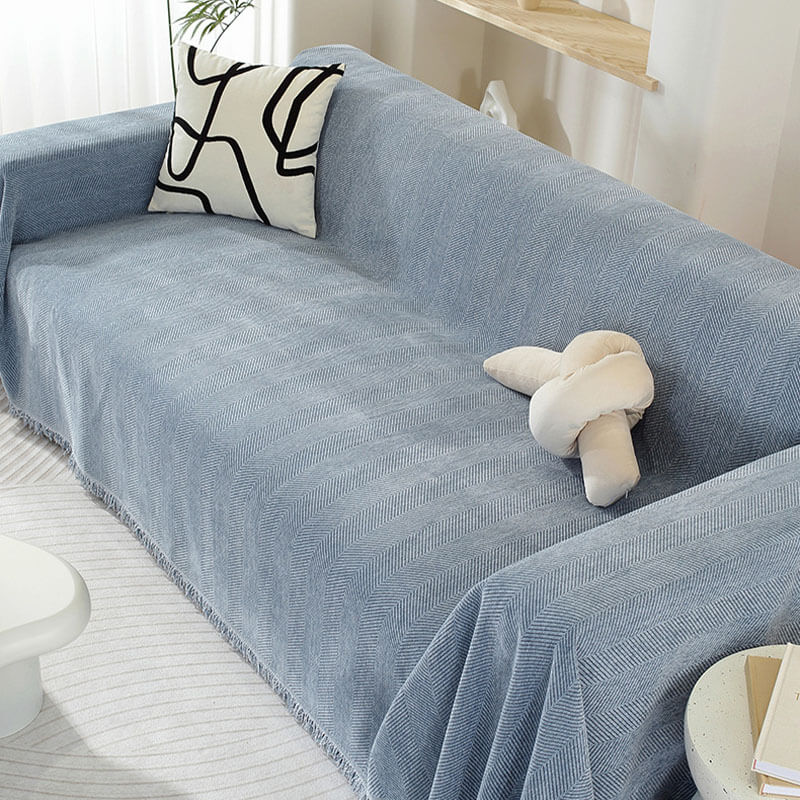 Chenille Herringbone Fringe Sofa Cover