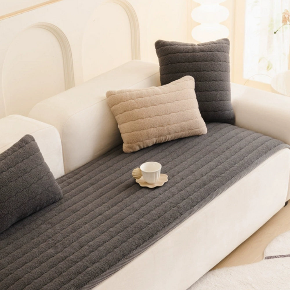 Thick Plush Microfiber Sofa Cover - Cozy & Scratch-Proof