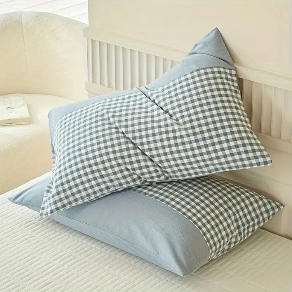 Classic Gingham Microfiber Pillow Case with Envelope Closure