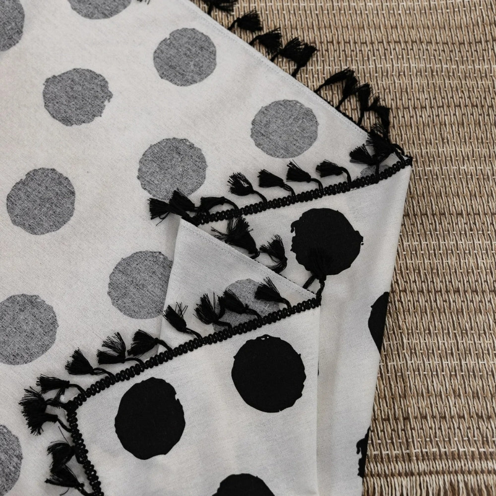 Polka Dot Tassel Linen Window Curtain
