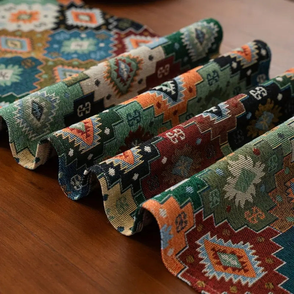 Colorful Geometric Boho Tassel Table Runner