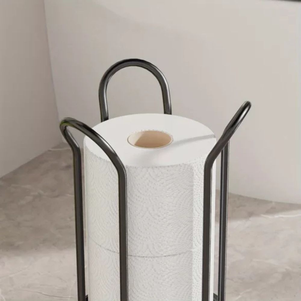 Freestanding Chrome Toilet Roll Stand for 3 Rolls
