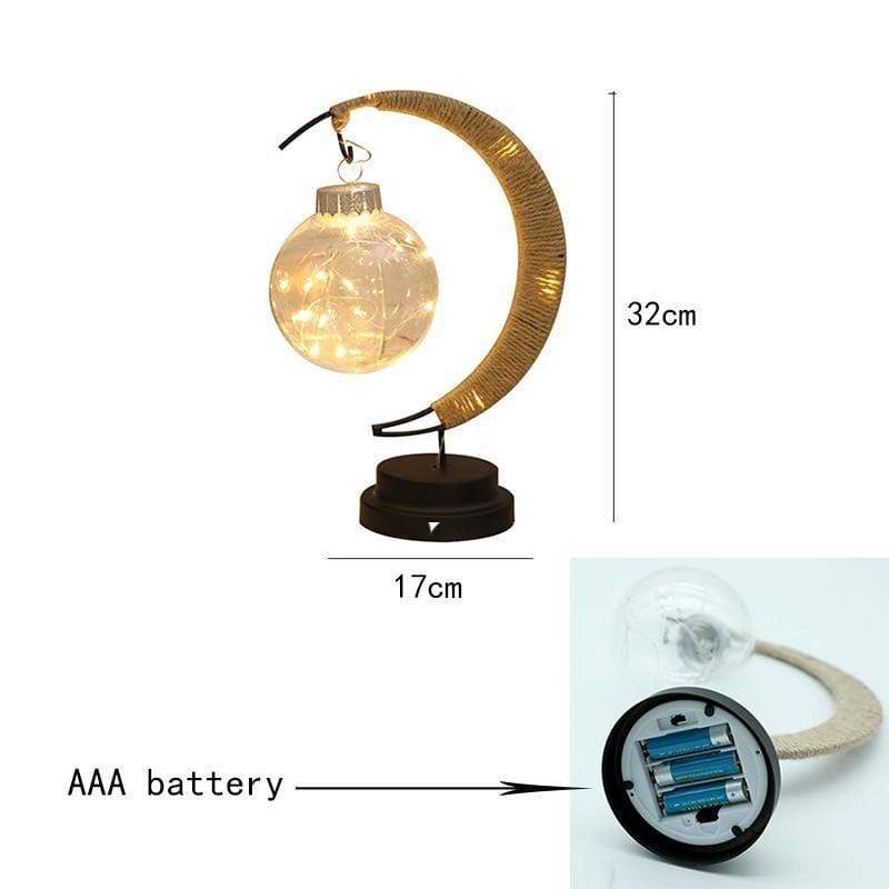 Crescent Moon Wicker Table Lamp