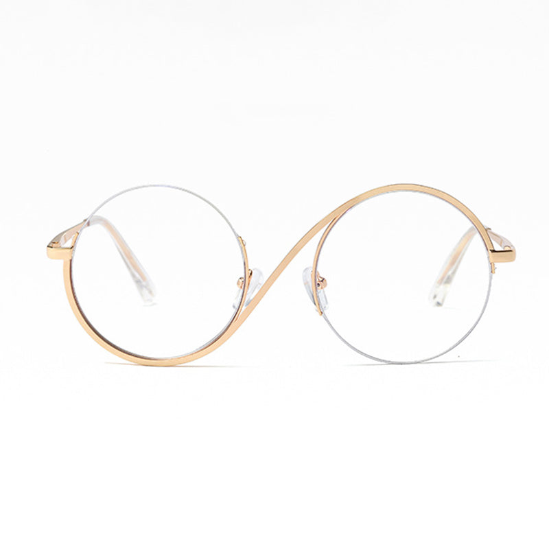 Round Stainless Steel Glasses with Blue Light Filter and Adjustable Nose Pads