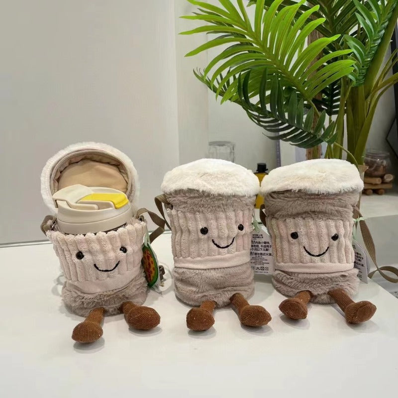 Cute Plush Coffee Cup Holder Bag