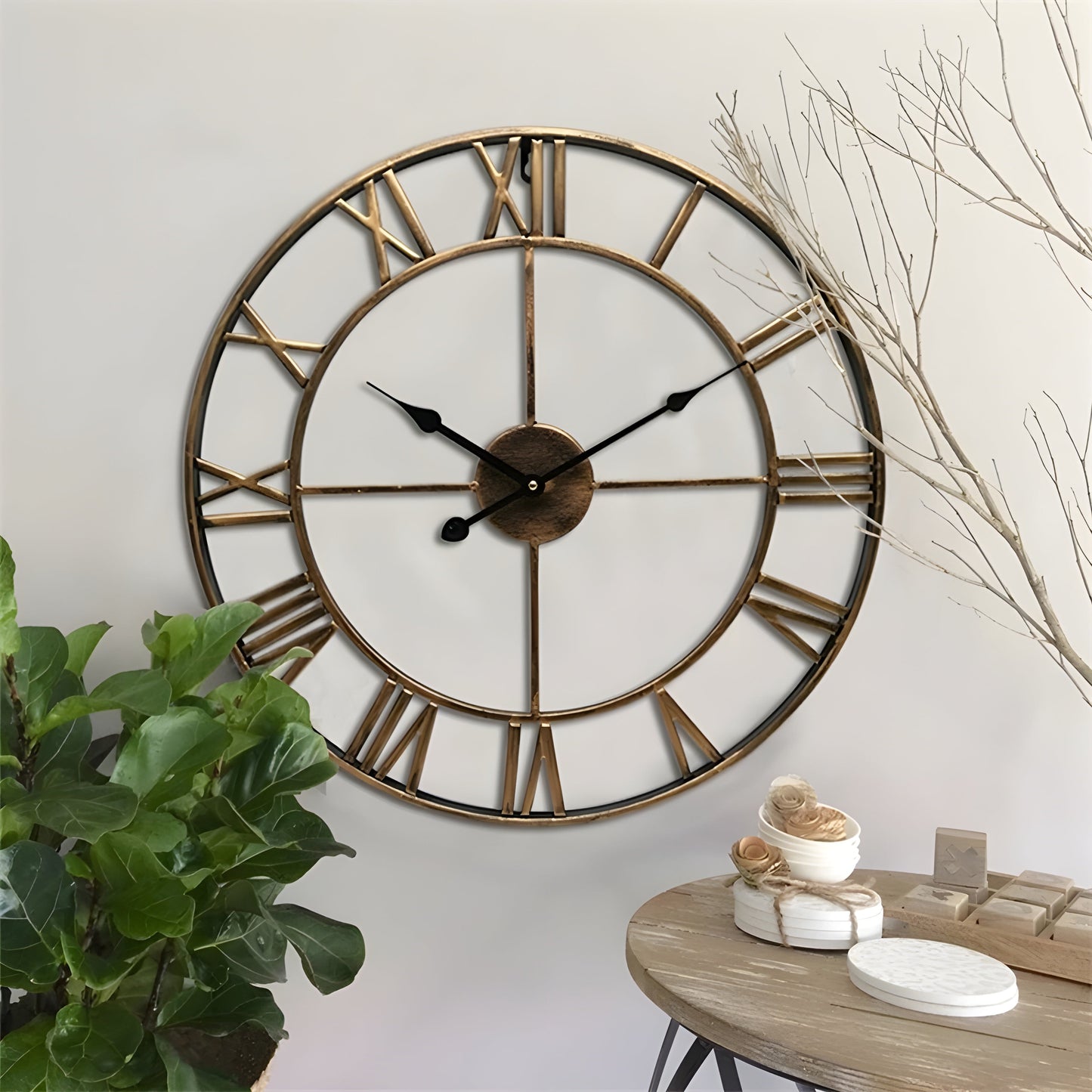3D Roman Numerals Iron Wall Clock