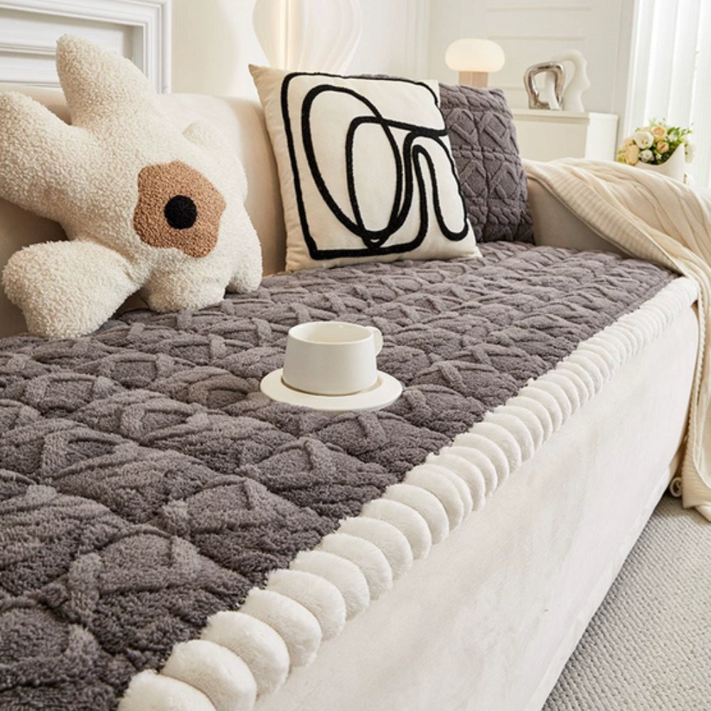 Plush Diamond Quilted Sofa Protector Cover