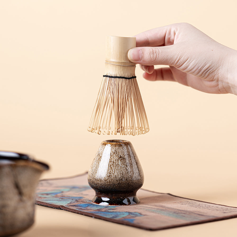 Kiln-Glazed Japanese Matcha Tea Set with Bamboo Whisk