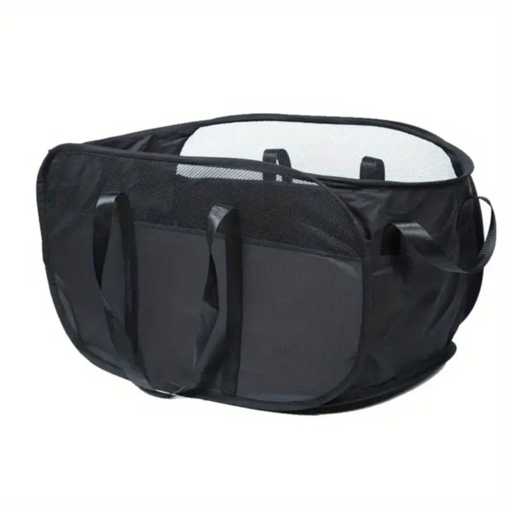 Collapsible Mesh Laundry Basket with Reinforced Handles