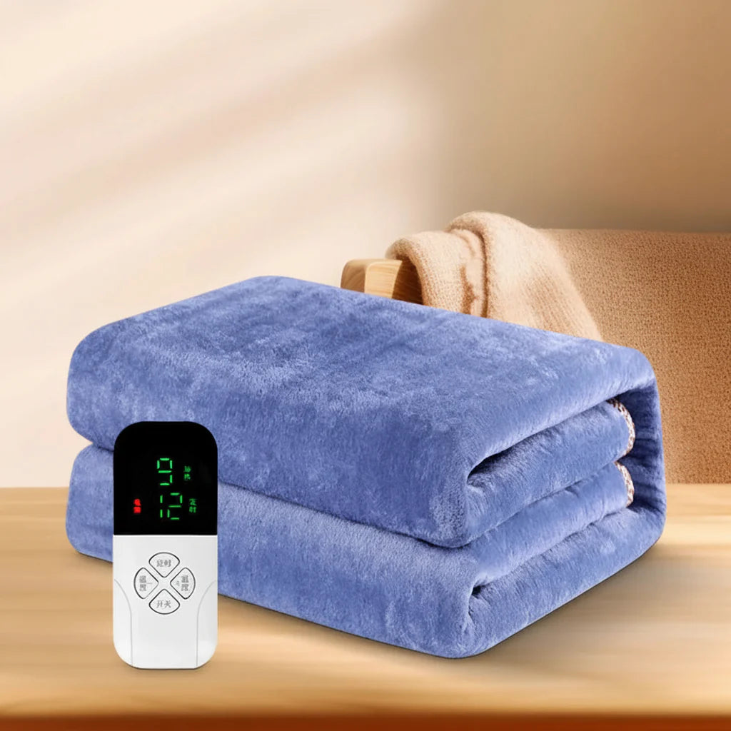 220V Heated Flannel Electric Blanket with Intelligent Switch and 9-Speed Control