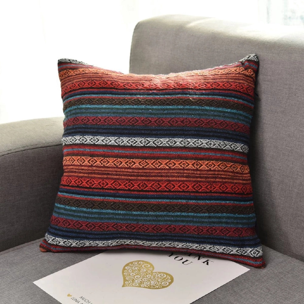 Bohemian Geometric Woven Cushion Cover 18x18