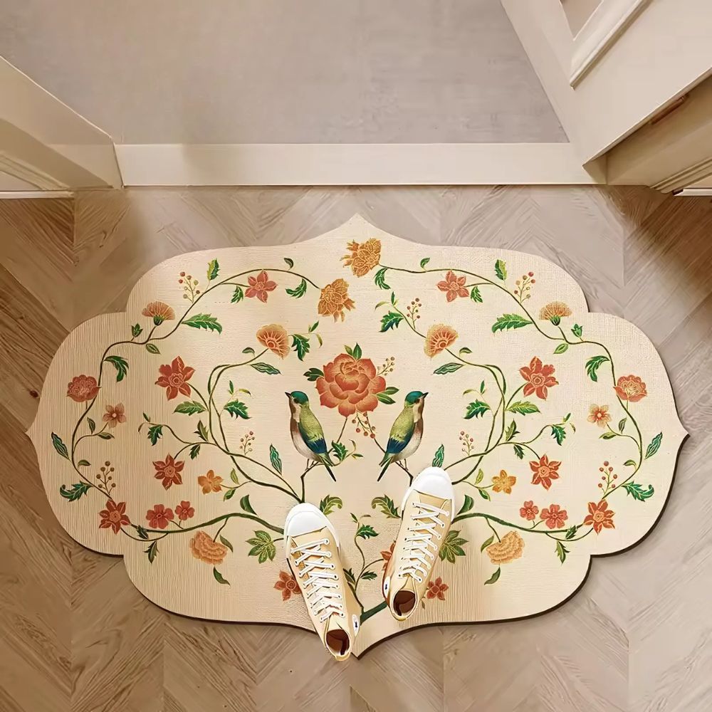 Diatomaceous Floral Bath Mat with Anti-Slip Design