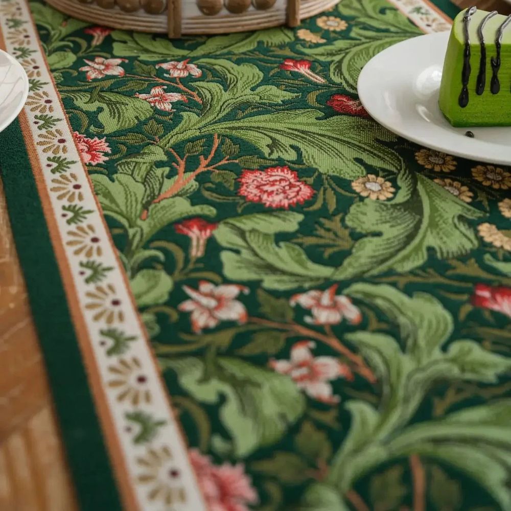 Flora Vine Botanical Embroidered Table Runner