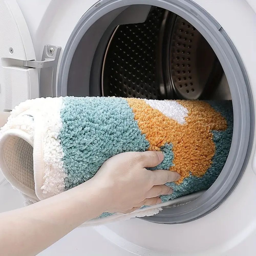 Floral Microfiber Tufted Bath Mat with Non-Slip Backing