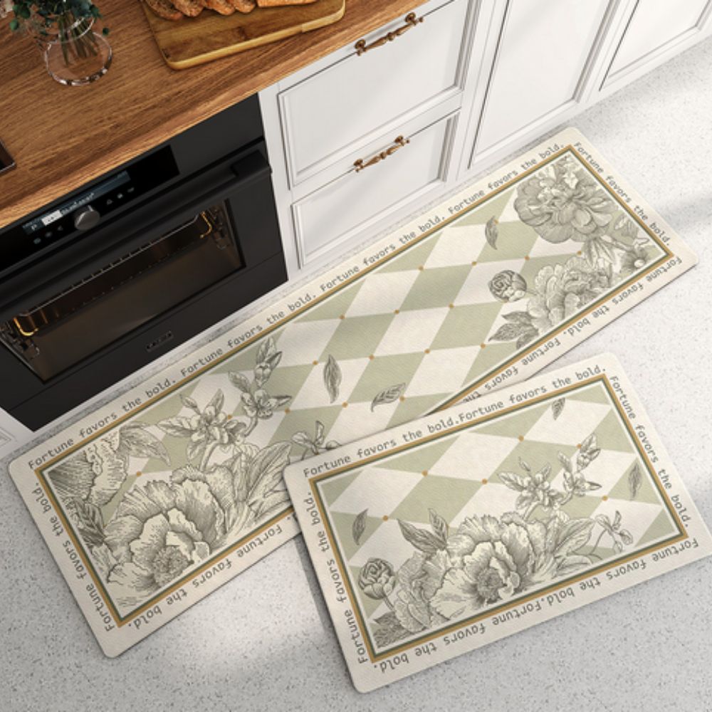 Floral Quick-Dry Anti-Slip Kitchen Mat