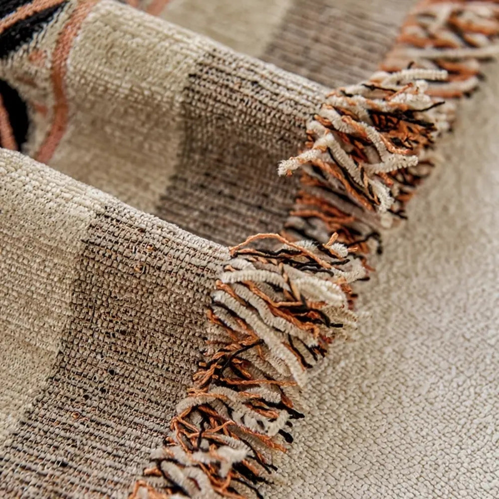 Floral Chenille Boho Sofa Cover with Tassels