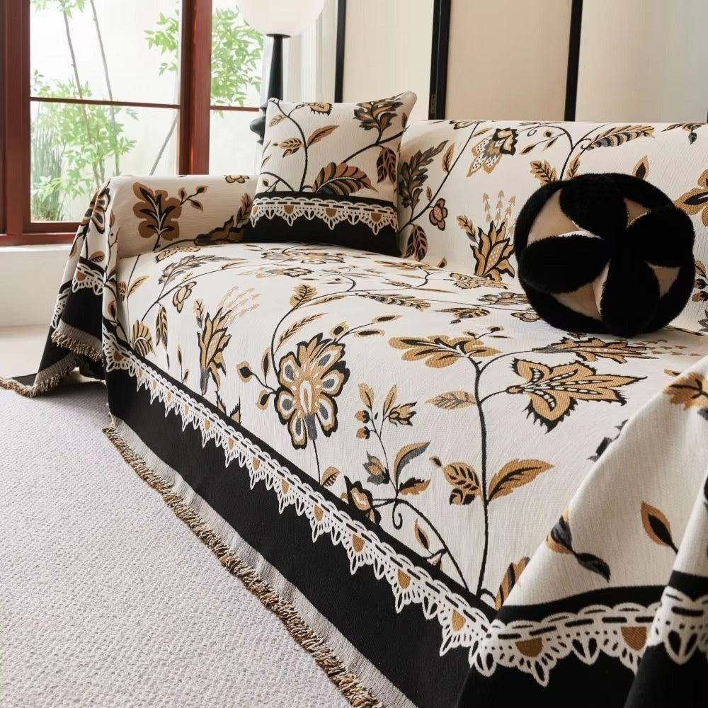 Vintage Chenille Floral Sofa Cover