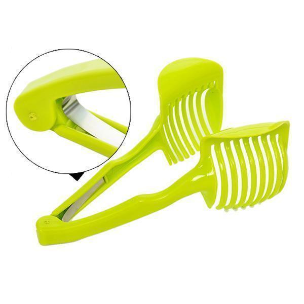 Fruit and Vegetable Slicing Tongs with Metal Hinge and Stand