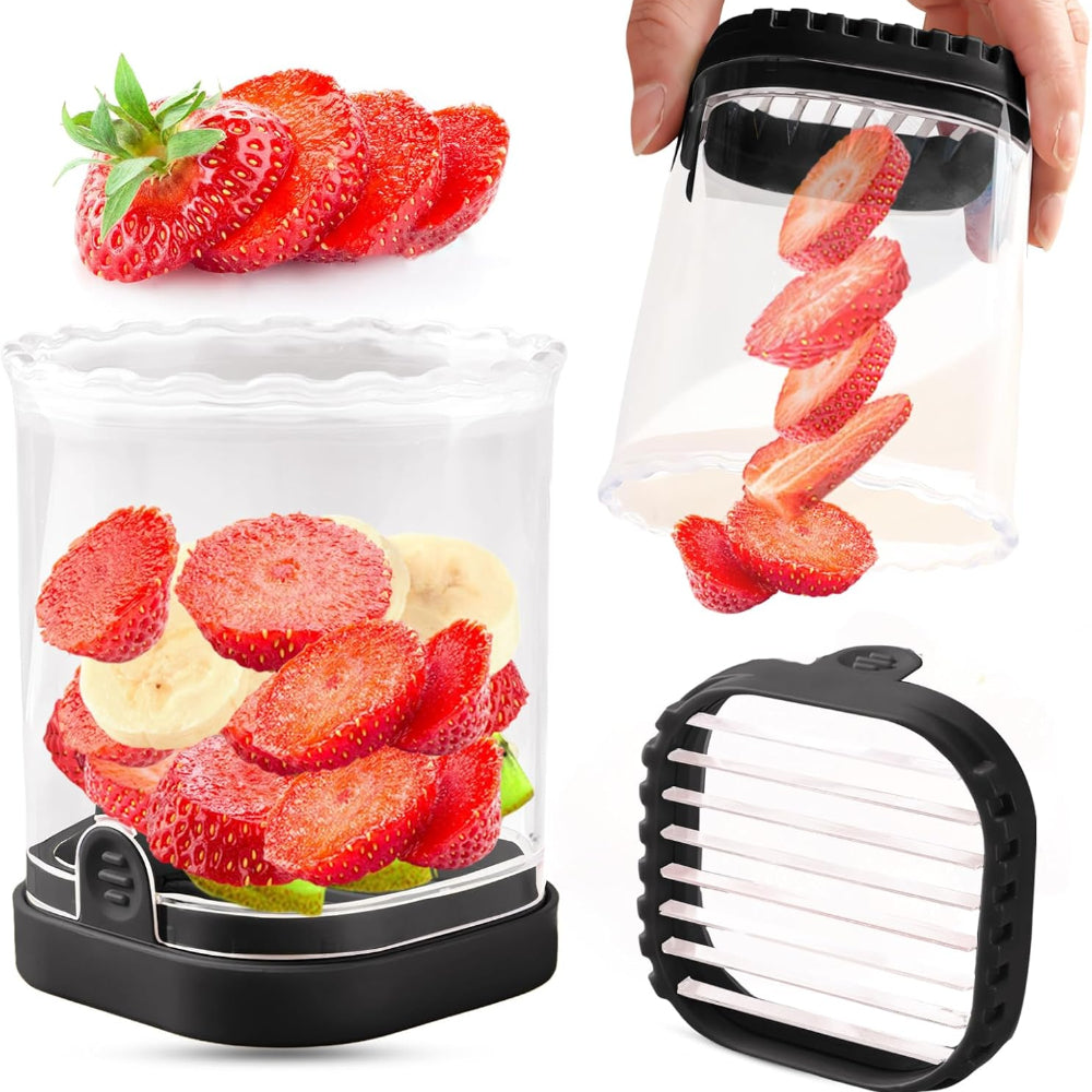 Stainless Steel Fruit Slicer with Container and Interchangeable Blades