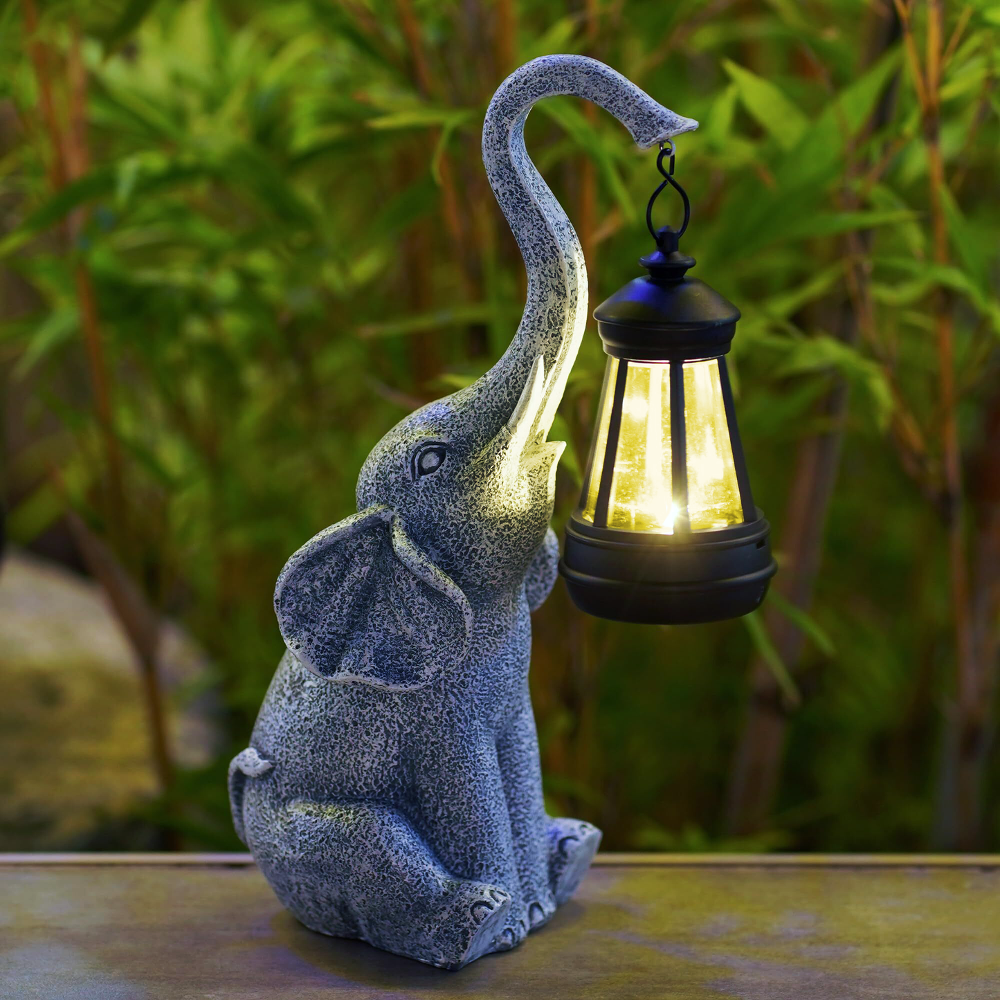 Solar-Powered Elephant Table Lamp for Indoor and Outdoor Decor