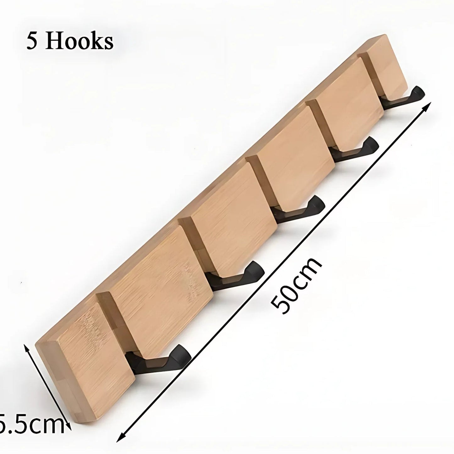 Bamboo Wall-Mounted Flip Hook Rack