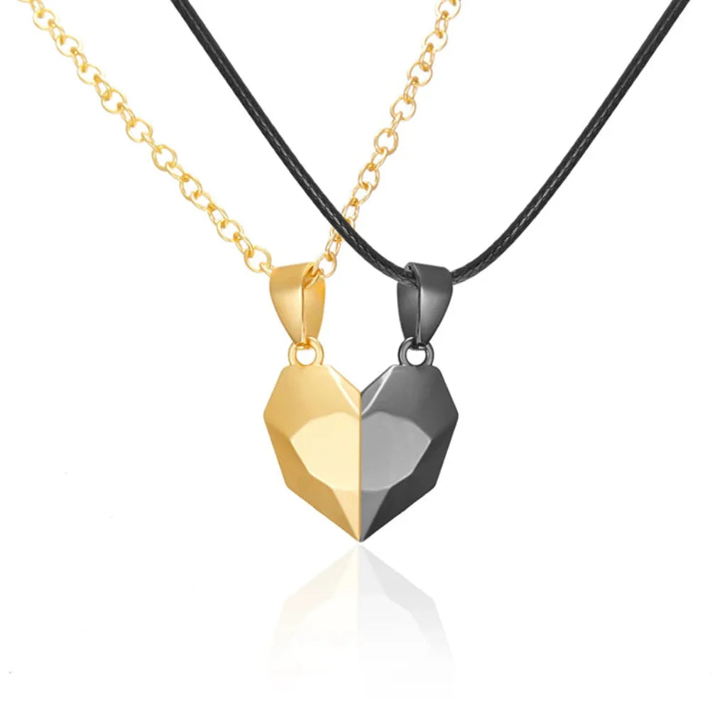 Magnetic Heart Electrocardiogram Couple Necklace