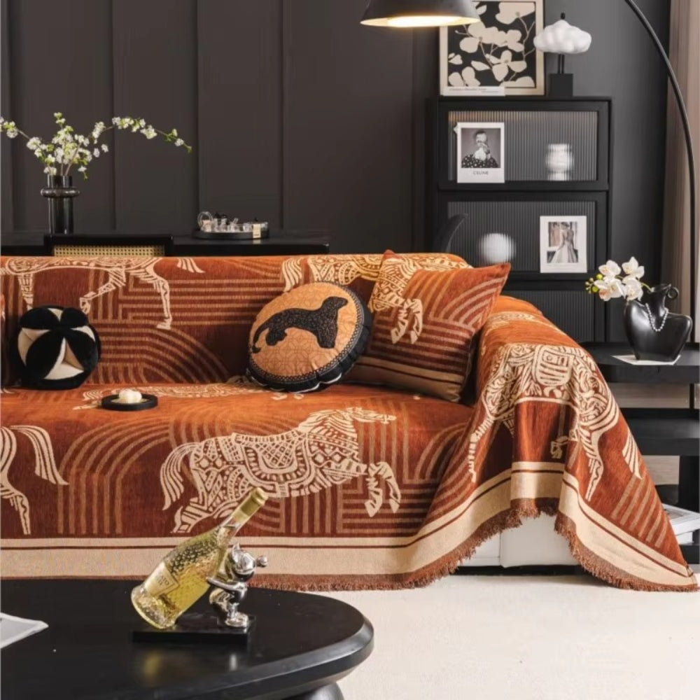 All-Season Chenille Horse Sofa Cover