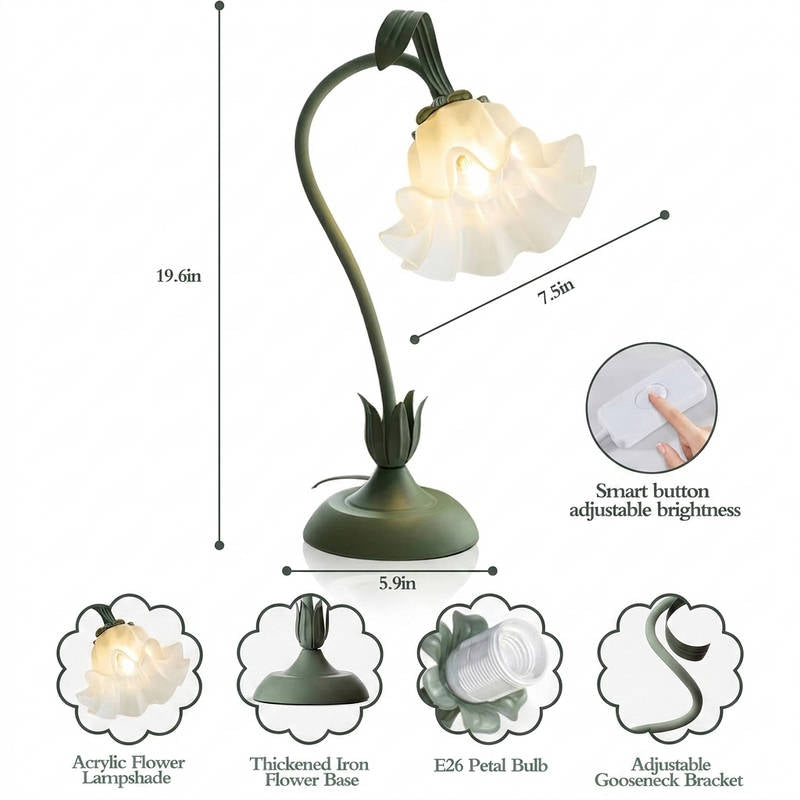 Flower LED Table Lamp with 3 Color Modes and Flexible Gooseneck
