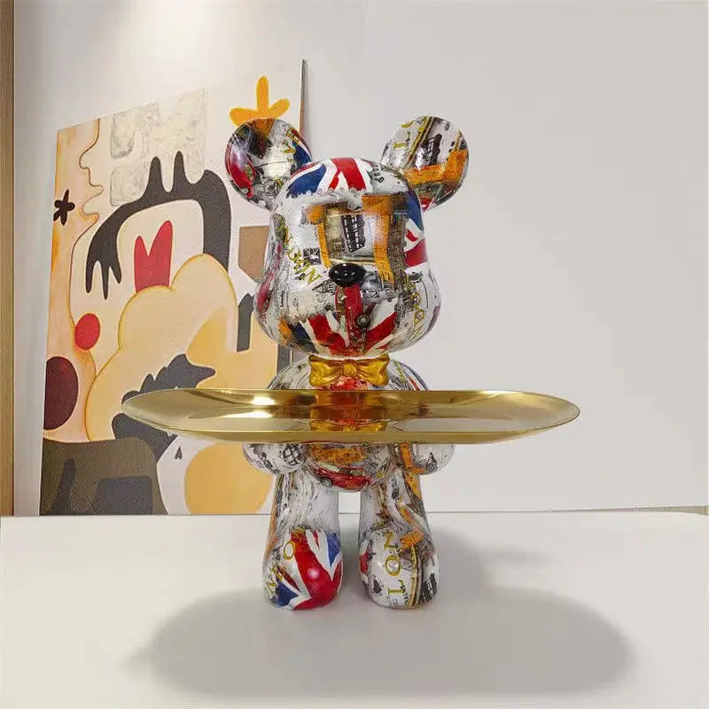 Graffiti Bear Sculpture - Modern Street Art Decor