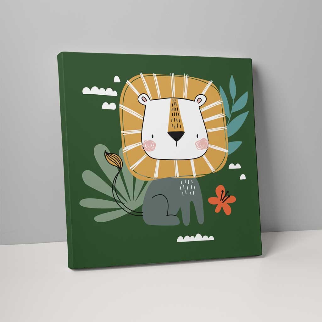 Boho Jungle Lion Canvas Wall Art