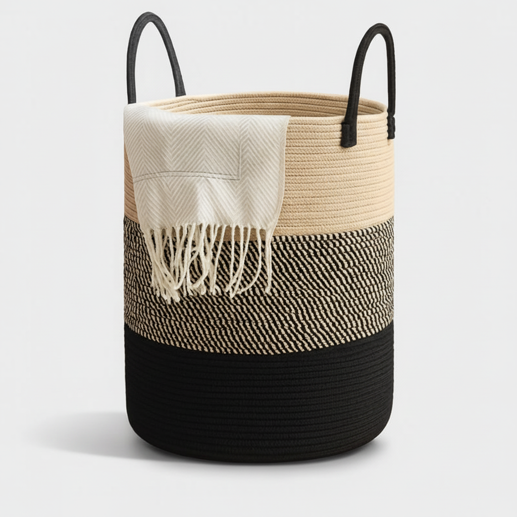 Large Cotton Rope Laundry Basket with Handles