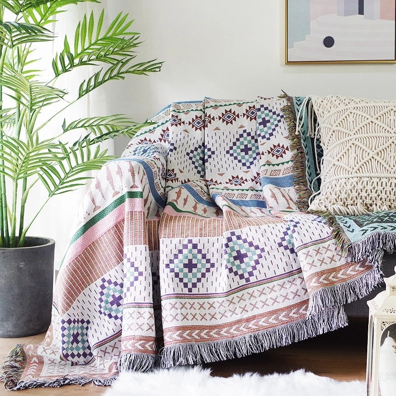 Vintage Pumpkin Knitted Sofa Cover Blanket