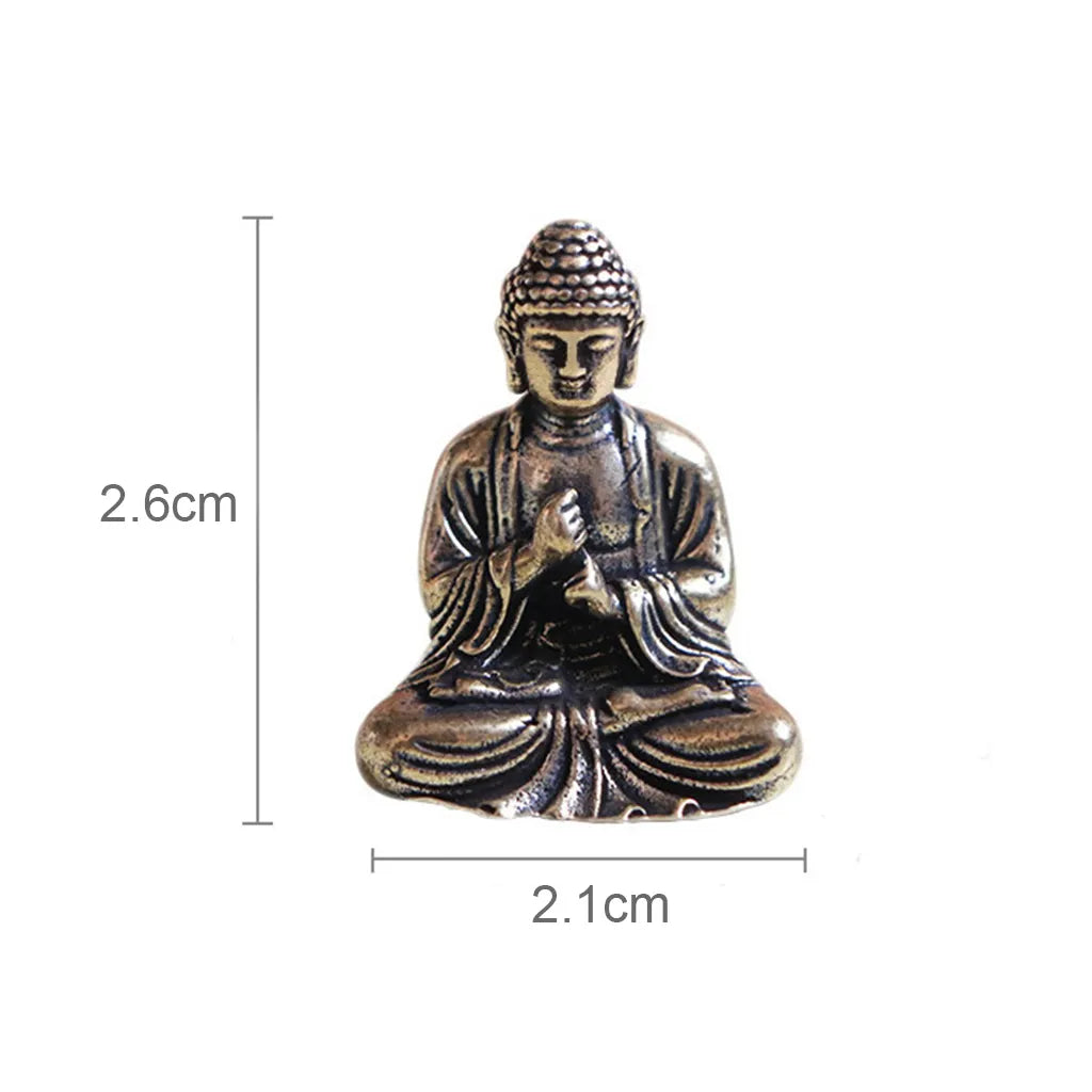 Mini Brass Buddha Statues - Set of 10 for Office Decor