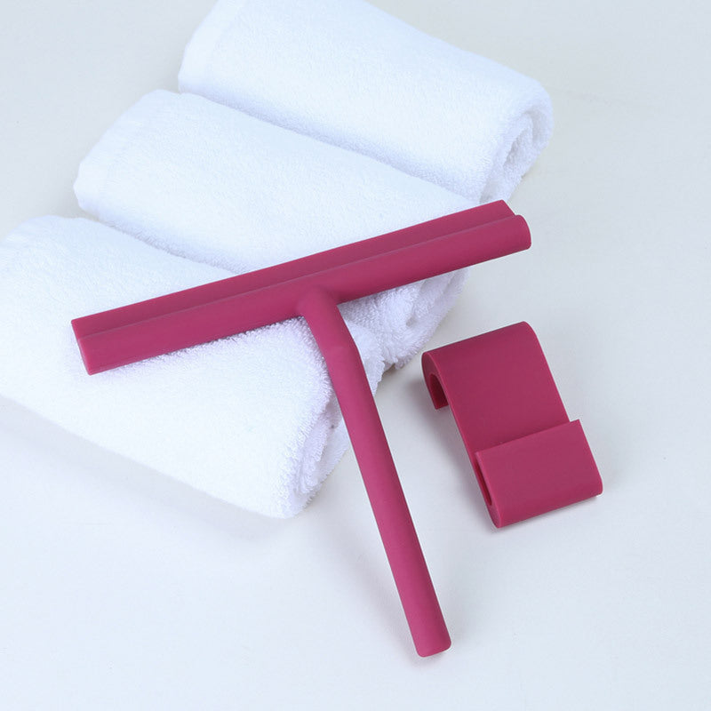Retro Silicone Shower Squeegee with Holder - Streak-Free Glass Cleaner in Turquoise or Fuchsia