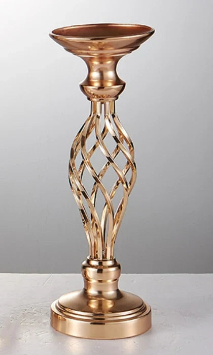 Elegant Metal Candle Holder Set with Floral Design