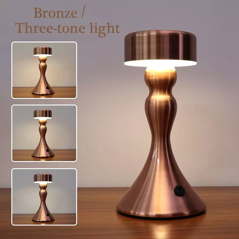 Wireless Gold Table Lamp with Touch Control and Charging Function