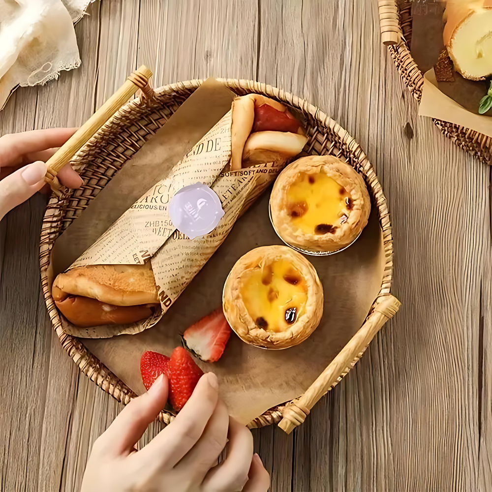 Handcrafted Rattan Serving Tray with Sturdy Handles