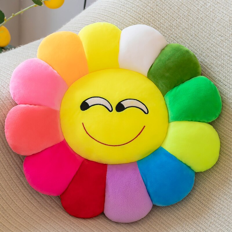 Colorful Sunflower Round Plush Seat Cushion