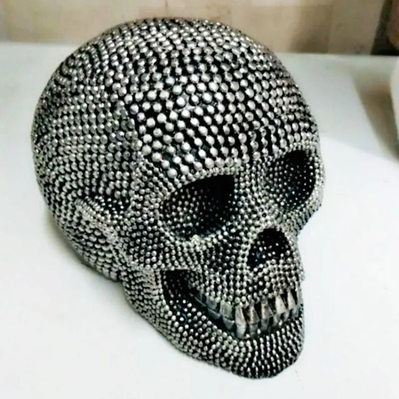 Large Silver and Gold Skull Resin Sculpture Decorative Organizer