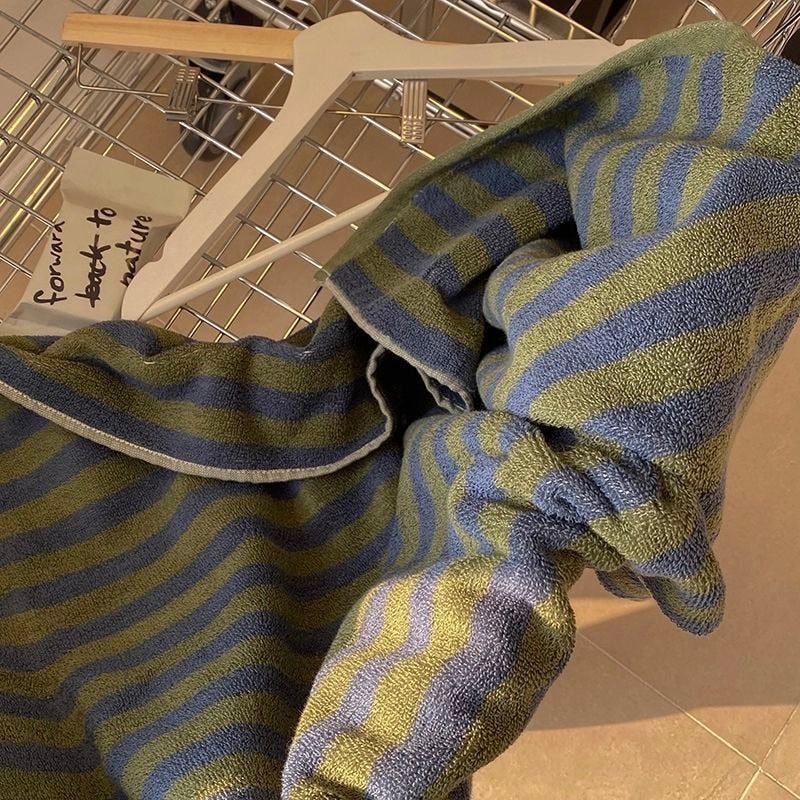 Vintage Stripe Checkerboard Cotton Towel Set