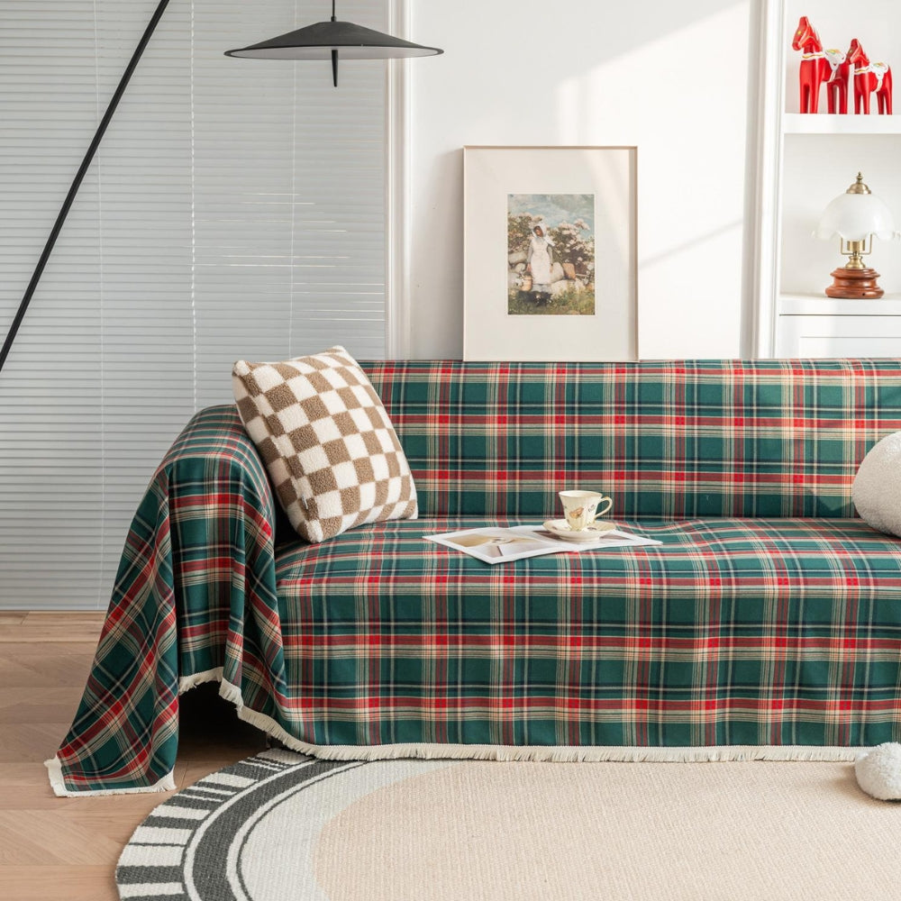 Plaid Microfiber Sofa Cover for Comfort and Protection