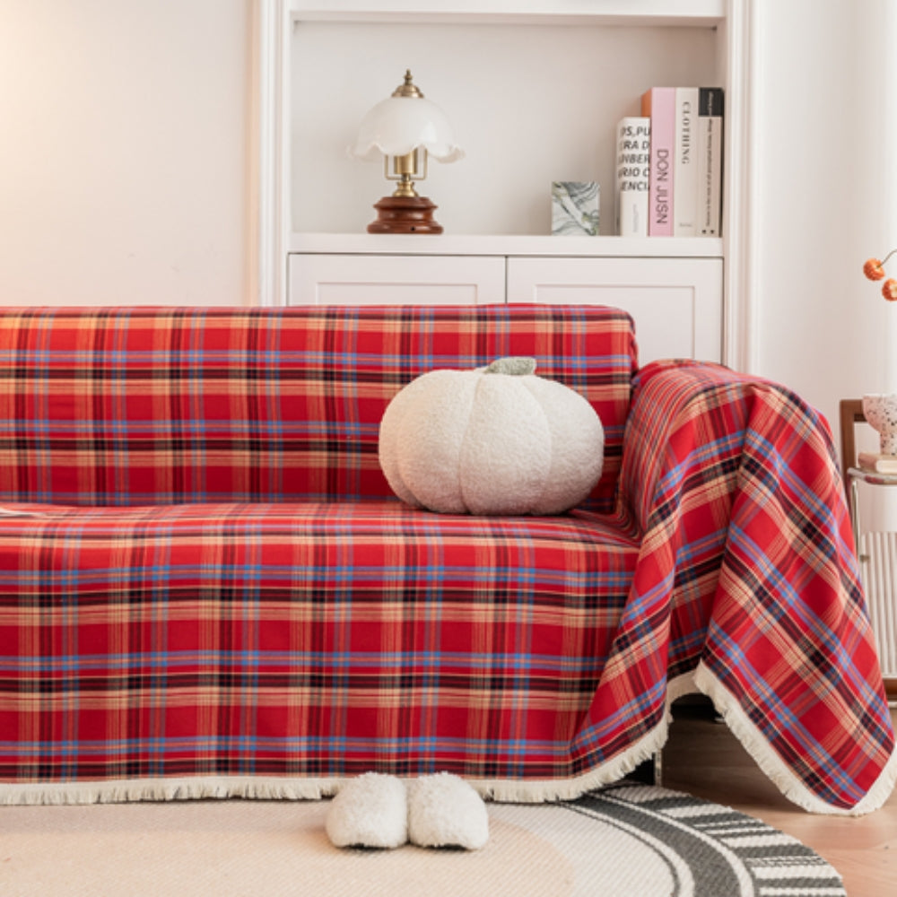 Plaid Microfiber Sofa Cover for Comfort and Style