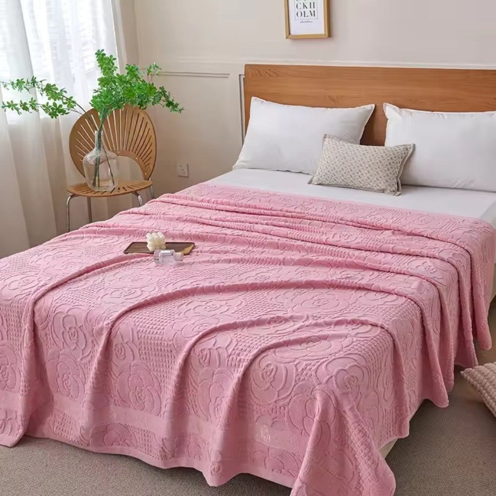 Flora Terry Cotton Weave Floral Blanket