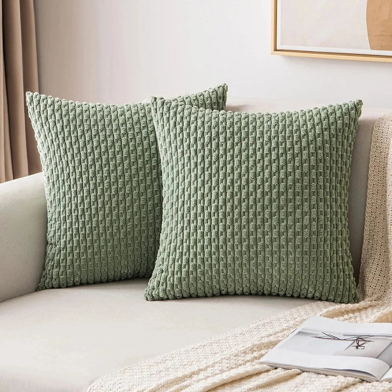 Ribbed Cord Velvet Cushion Covers in Boho Style