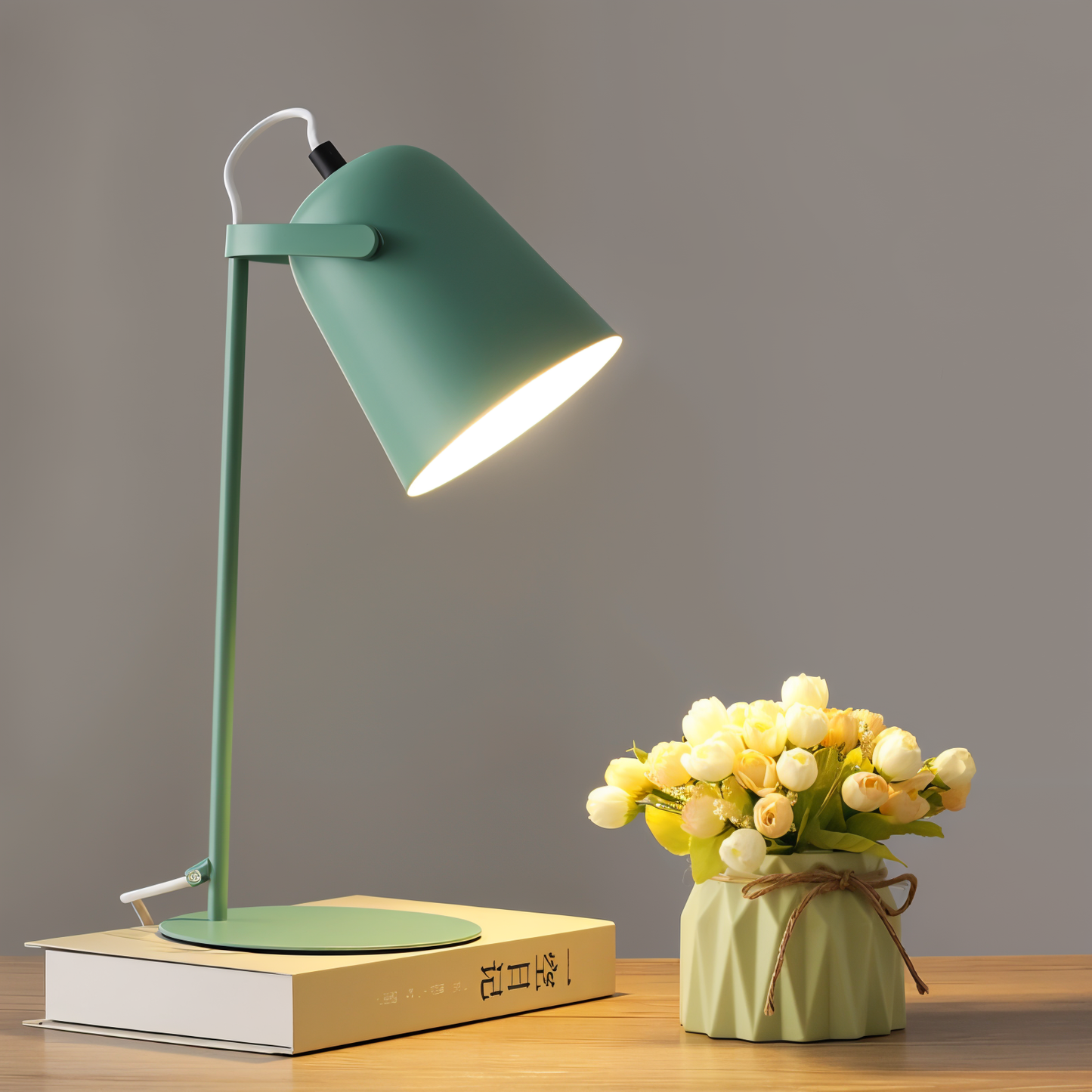 Adjustable Macaron Desk Lamp with 360-Degree Swivel Shade