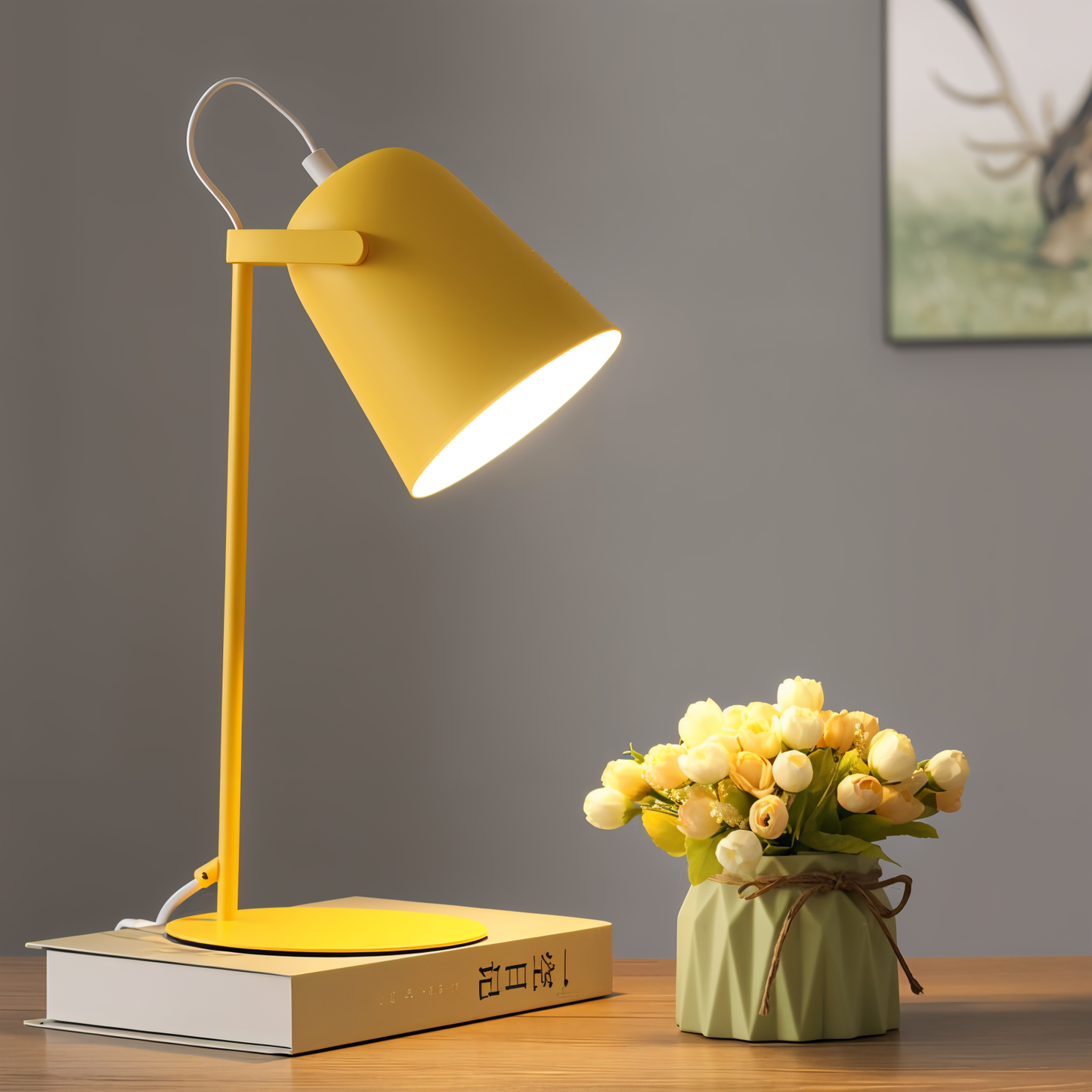 Adjustable Macaron Table Lamp - Nordic Yellow Desk Light