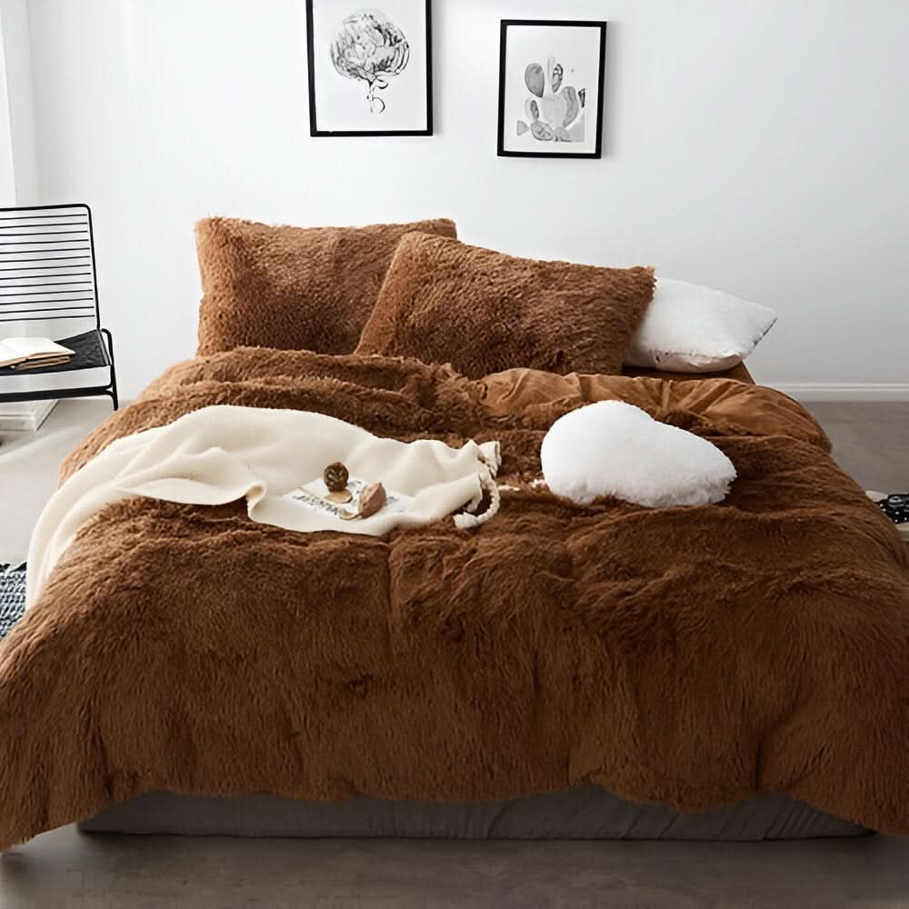 Plush Fleece Bedding Set with Duvet Cover and Pillowcases